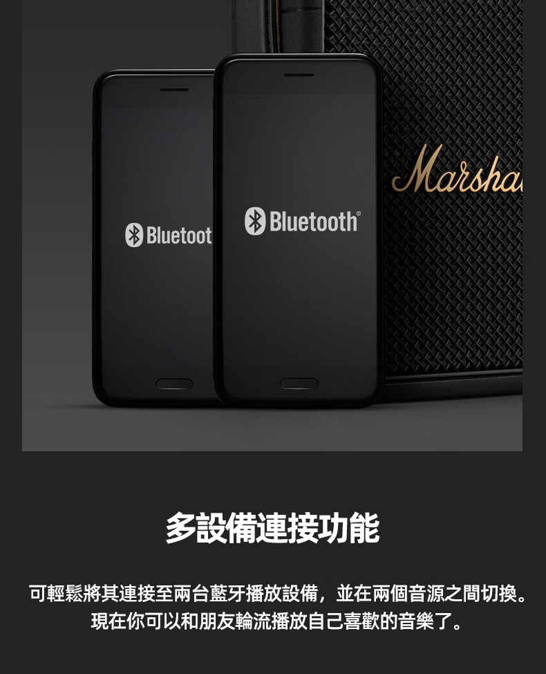 Marshall Stockwell II 便攜藍芽音響 為出行而生 黑金色