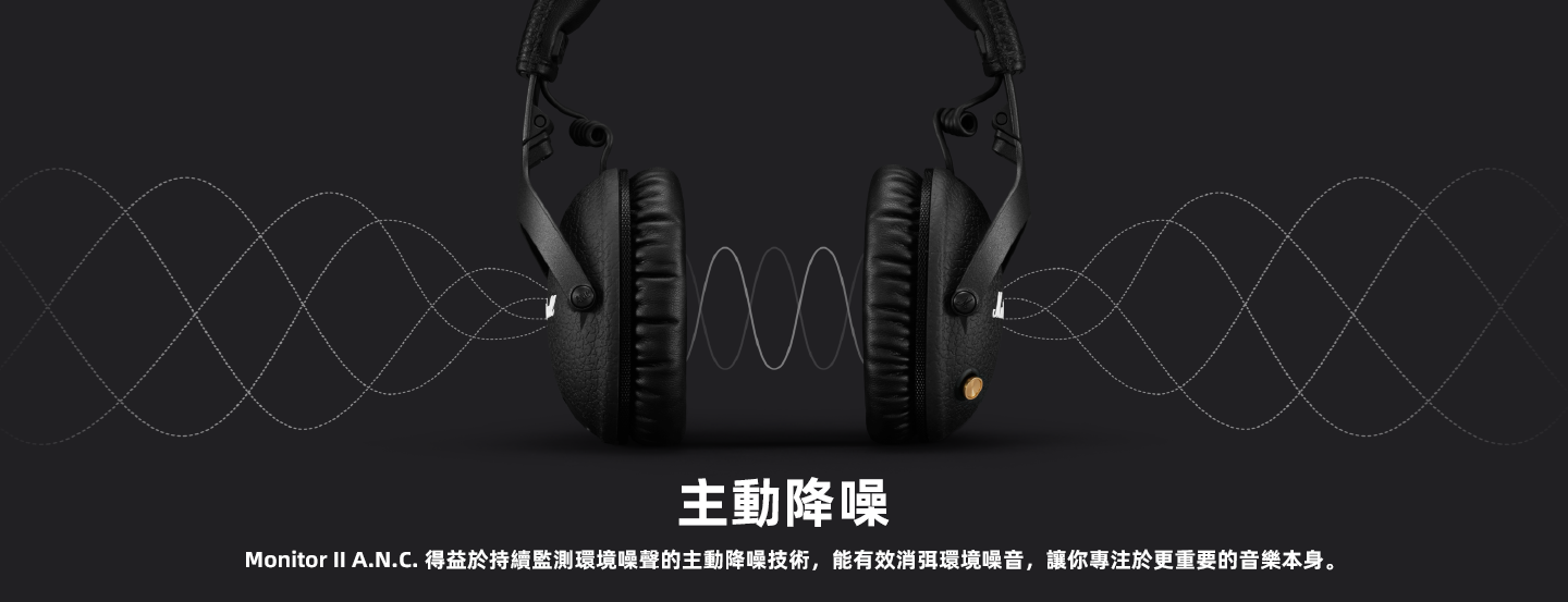 MARSHALL MONITOR II A.N.C.藍芽頭戴式耳機 黑色 主動降噪