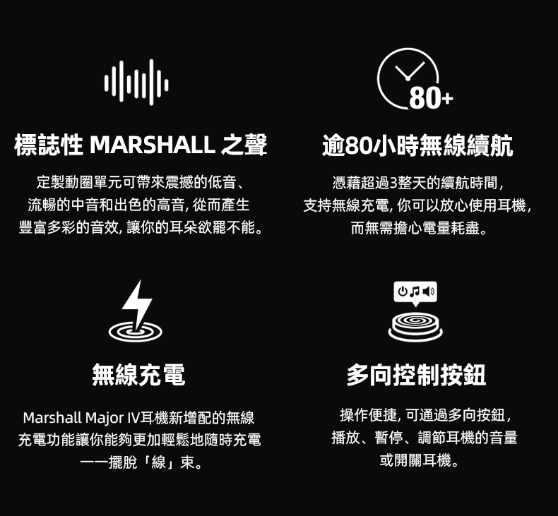Marshall Major IV 經典頭戴式蓝芽耳機 棕色 支持無線充電