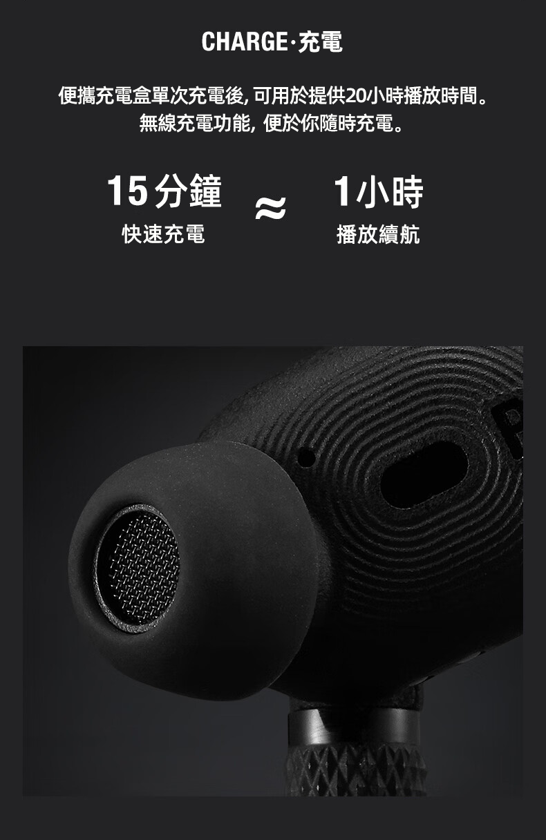 MARSHALL MOTIF A.N.C. 真無線藍芽耳機 主動降噪 黑色 便攜無線充電